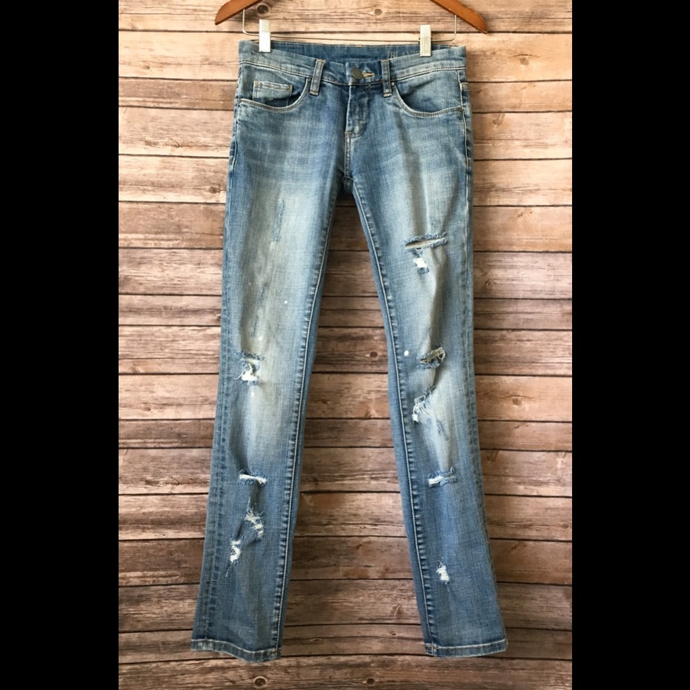 Blank NYC distressed straight leg jeans